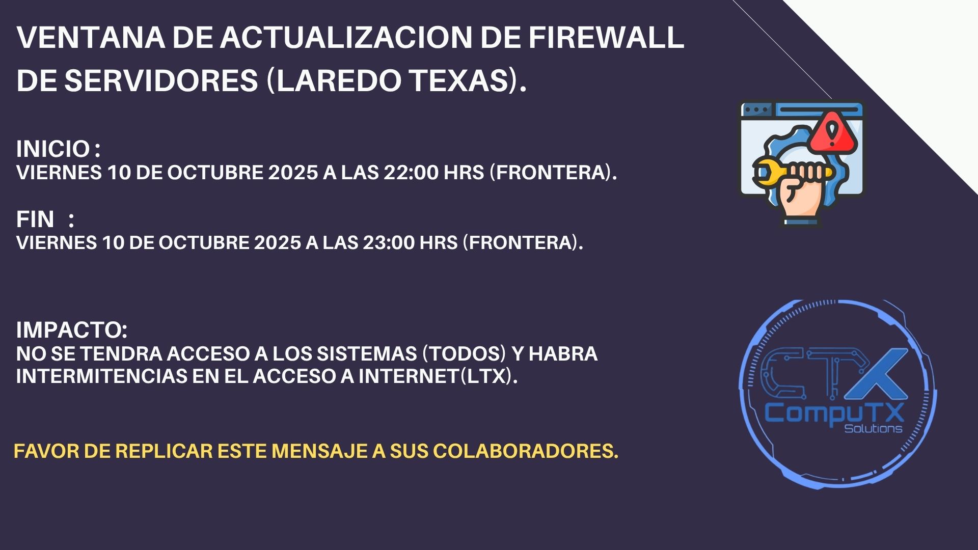 ACTUALIZACION DE FIREWALL DE SERVIDORES.